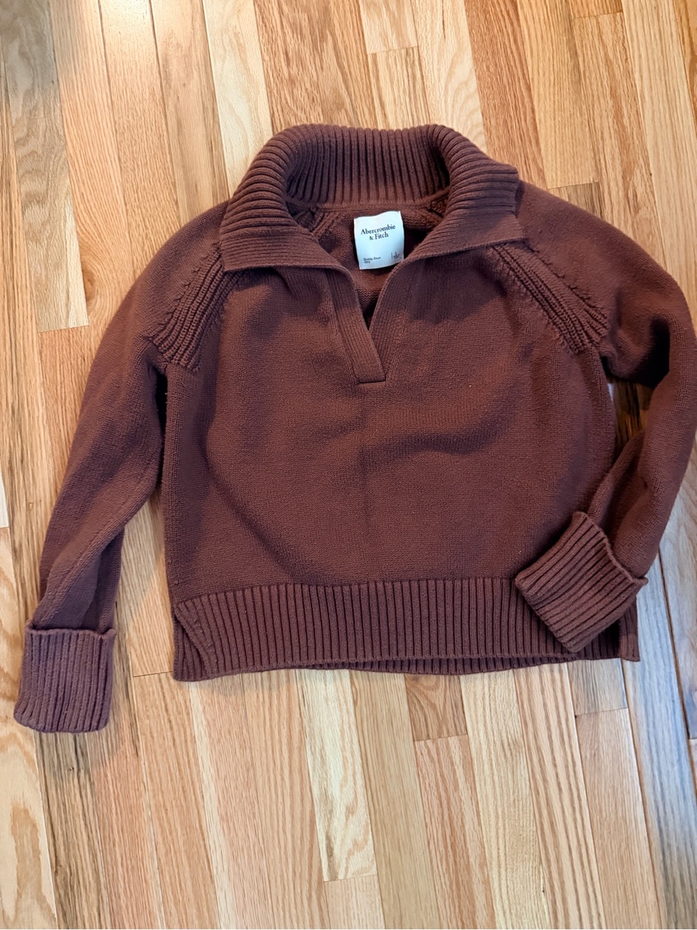 Abercrombie & Fitch Women's Ribbed Collared Pullover - Chocolate Brown